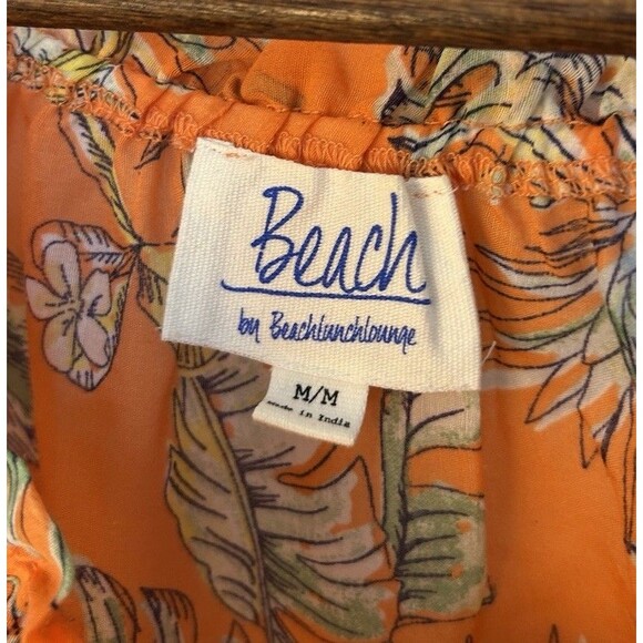 Womens Shirt Medium Boho Orange Tropical Island Hawaiian Flowy Relaxed Pineapple - Picture 4 of 11